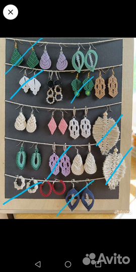 Серьги ручная работа макраме плетение