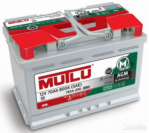 Аккумулятор mutlu AGM 6ст-70 обр