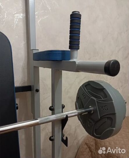 Домашний турник стойка с брусьями лавкой для жима