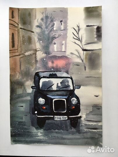 Картина акварель Шерлок