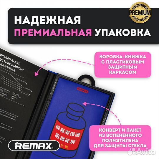 Защитное стекло на Айфон 14 Про remax противоударн