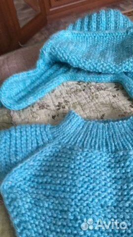 Комплект шапка, манишка и варежки