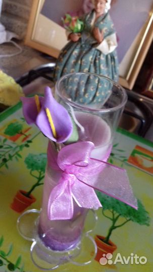 Подсвечник стекло, пластик, новыйгод,ледяной снежо