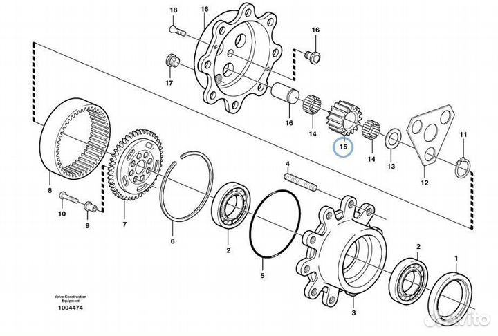 ER125455 Шестерня сателлит бортового редуктора