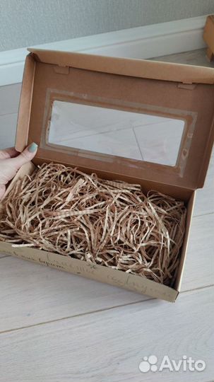 Подарочная коробка крафт кантата с наполнителем