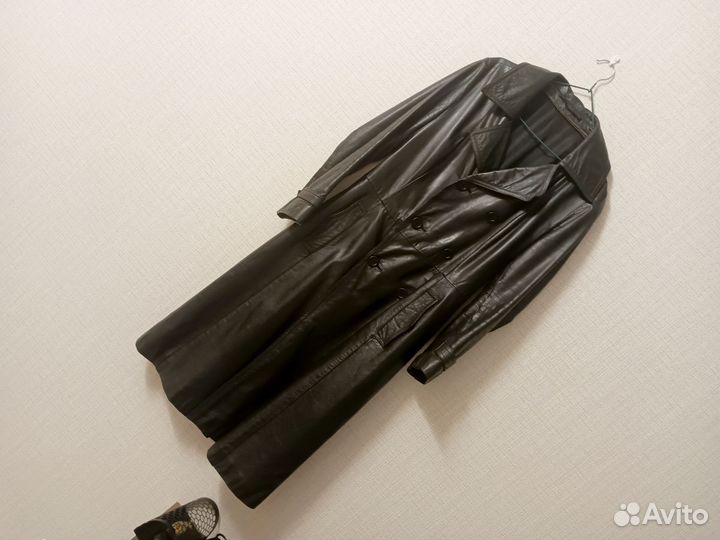 Кожаный плащ женский натуральная кожа винтаж