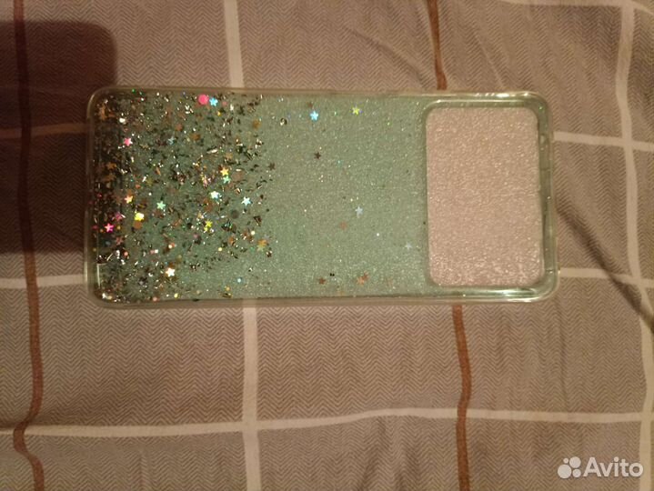 Чехол на Poco X4 Pro 5G бирюзовый с блестками