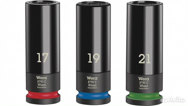 Набор ударных головок Wera 1/2. (17, 19, 21)