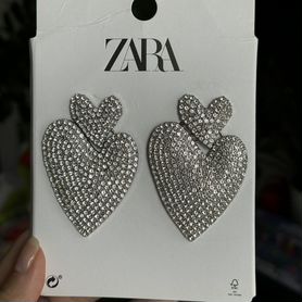 Серьги Zara стразы сердца