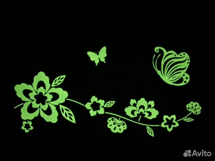 Наклейка интерьерная светящаяся в темноте Бабочки