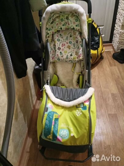 Детские санки коляска с колесами