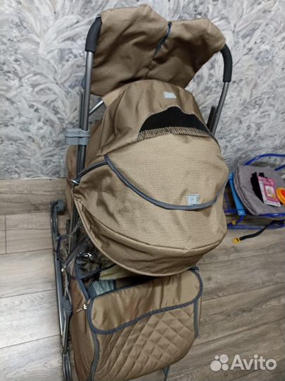 Детские санки коляска с большими колесами