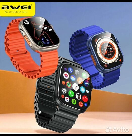 Смарт-Часы awei экран 2.1' HD/GPS/NFC/IP67/49мм