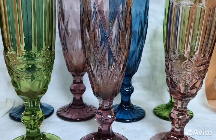 Бокалы,фужеры для шампанского цветное стекло