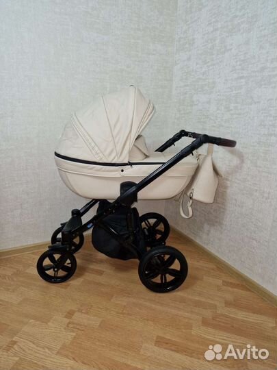 Коляска verdi mocca 3 в 1 молочная эко-кожа