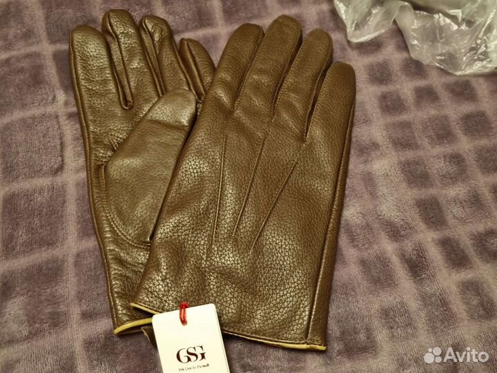Мужские кожаные перчатки новые