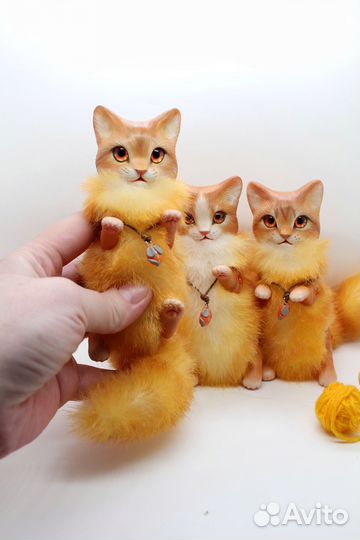 Игрушка Кошка в смешанной технике ручной работы