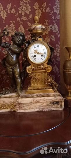 Старинные каминные часы бронза