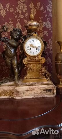 Старинные каминные часы бронза
