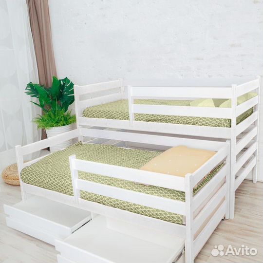 Кроватка матрешка эко из натурального дерева выдви