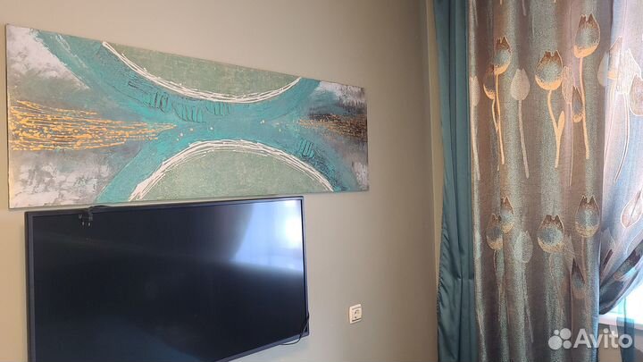 Бирюзовое дыхание - панно из текстурной пасты