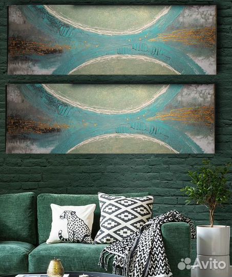 Бирюзовое дыхание - панно из текстурной пасты