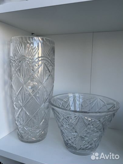 Хрустальная ваза и салатник