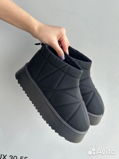 Угги женские дутики луноходы с мехом зима