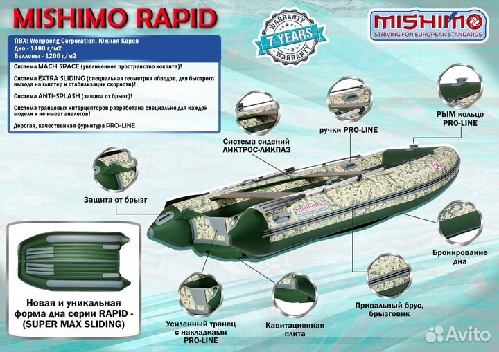 Лодка mishimo rapid 360 PRO кама