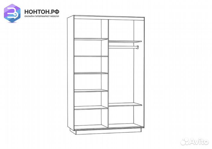 Шкаф-купе Нонтон 2-дверный ясень шимо светлый / ор