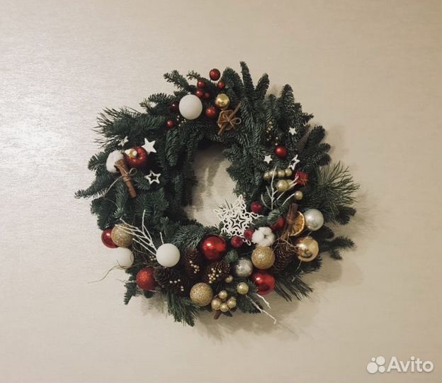Новогодний венок из живой пихты