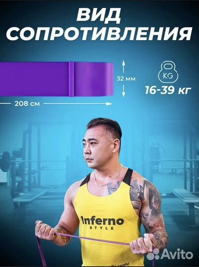Фитнес резинка Фиолетовая 16-39 кг новая