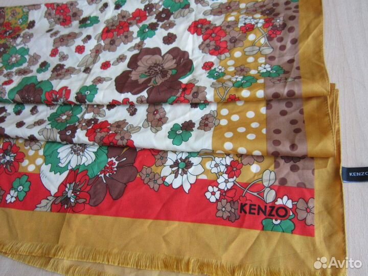 Палантин большой шарф kenzo нат шелк винтаж