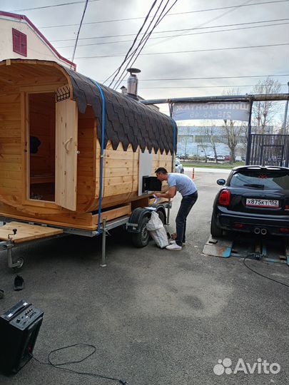 Баня бочка аренда, баня на колесах