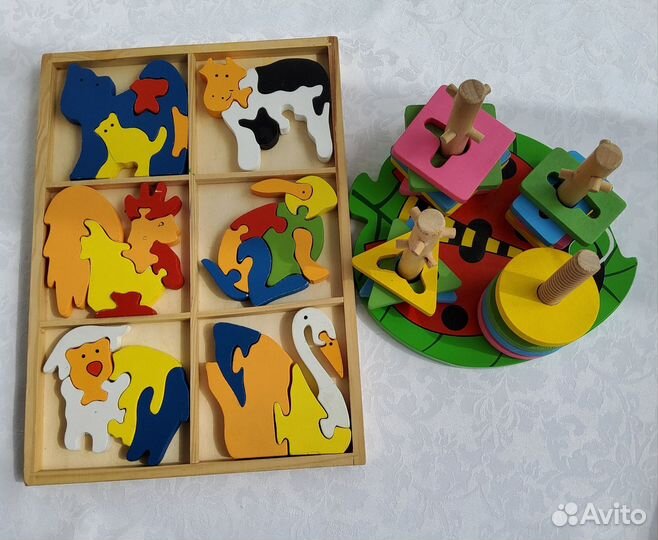 Деревянные пазлы 3D, paзвивaющая игpушкa