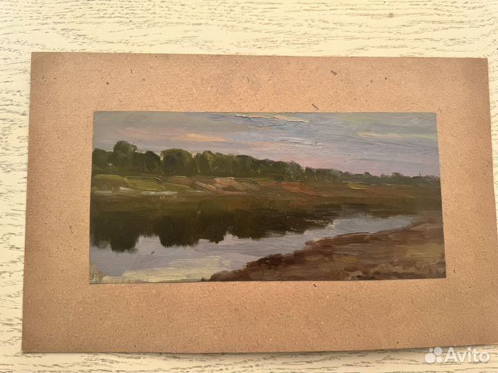 Масло на картоне старинные картины 1960г