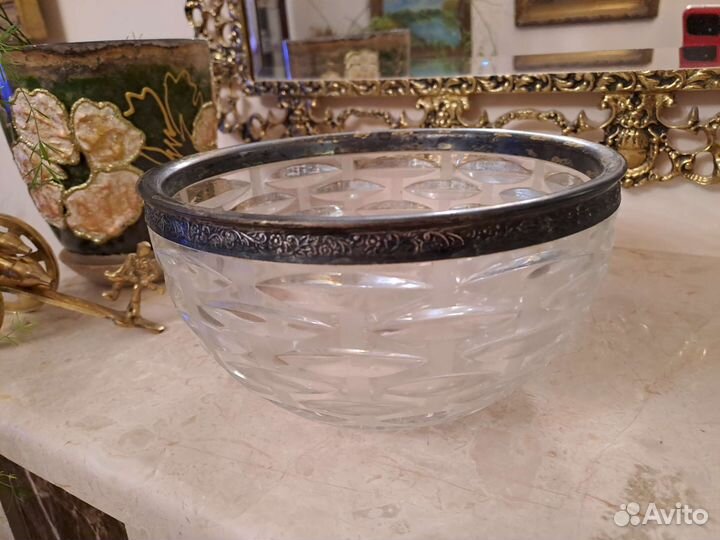 Салатник/конфетница СССР (хрусталь, мельхиор)
