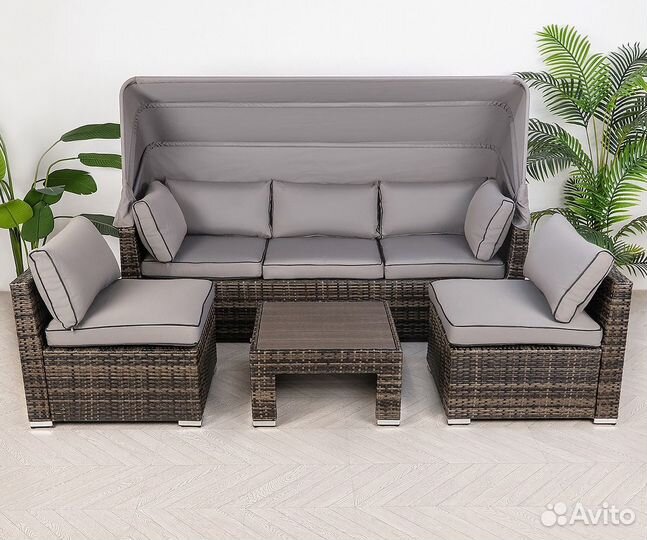 Комплект мебели из ротанга трансформер с тентом