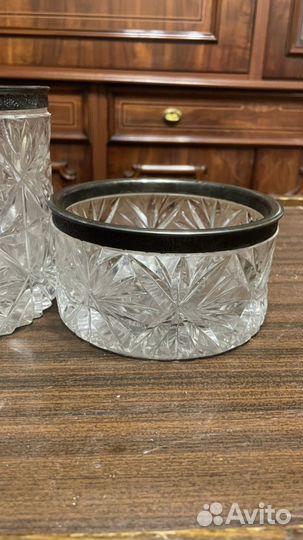 Вазы хрусталь с мельхиором СССР