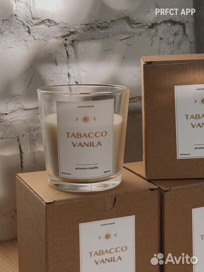 Ароматическая свеча ручной работы Табак ваниль
