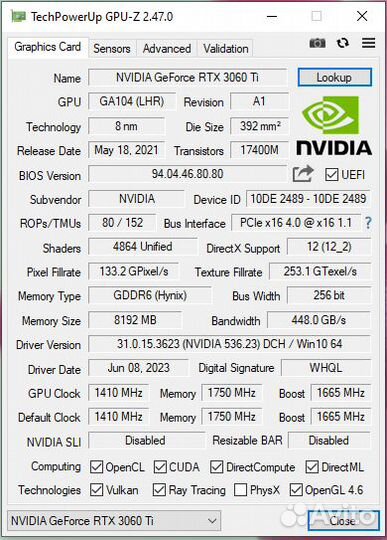 Видеокарта rtx3060ti