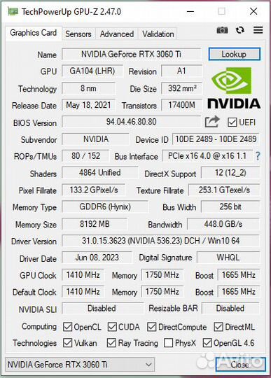 Видеокарта rtx3060ti