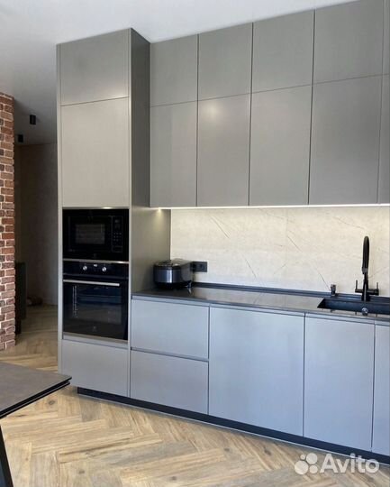 Кухня угловая серая на заказ от производителя