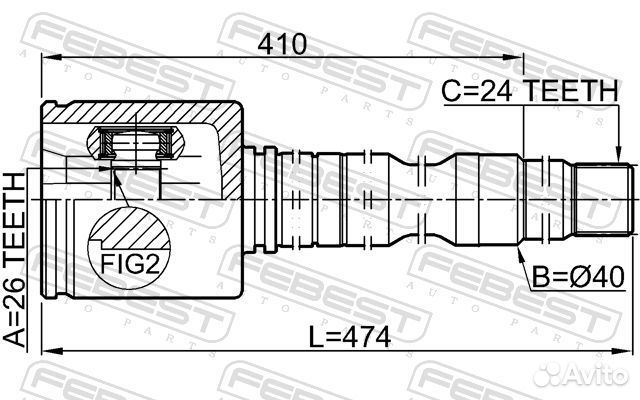Шрус внутренний перед прав 0111ACV40RH Febest