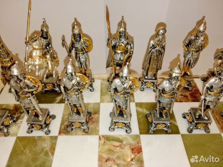 Шахматы Большие Золото Серебро Мрамор 52х52