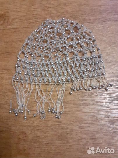 Детская шапочка-cетка из бисера и бусинок