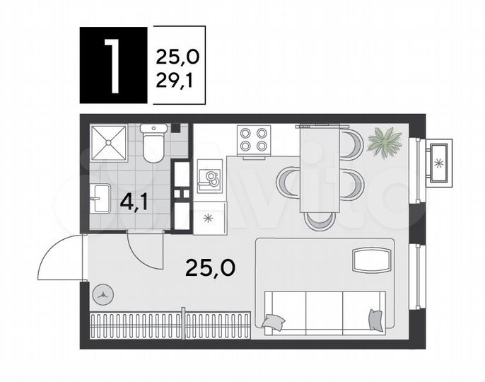 Квартира-студия, 29,1 м², 15/18 эт.
