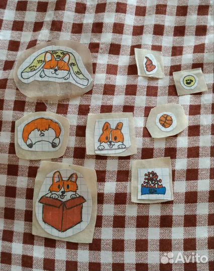 Набор наклеек с корги (8 штук)