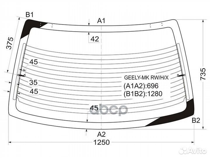 Стекло заднее с обогревом geely MK 4D 06-15 GEE