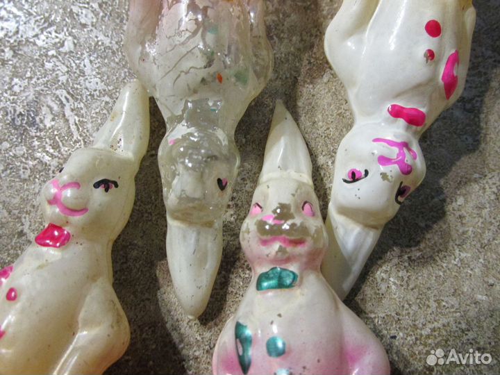 Заяц Айболит барабан прищепка елочная игрушка СССР